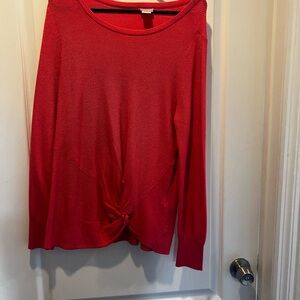 Chico's Red Twist-Front Long Sleeve Top